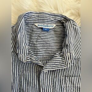 Ruggedbutts 4T Seersucker Button down Shirt, blue and white stripe